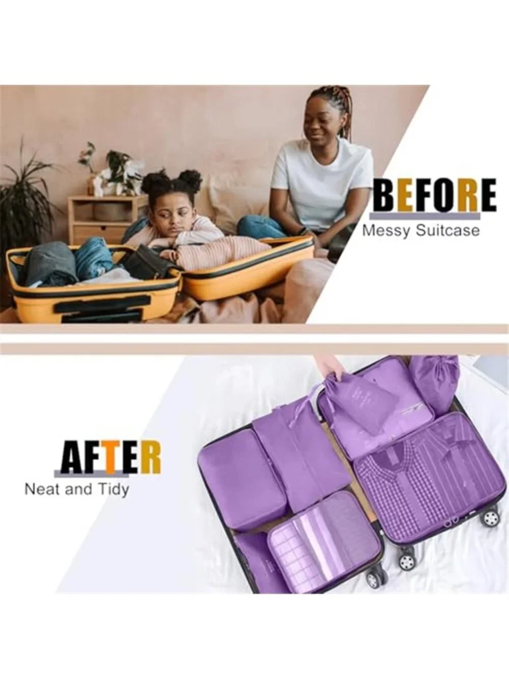 Travel Packing Cubes Set Luggage Organizer Bags Suitcase Compression Storage